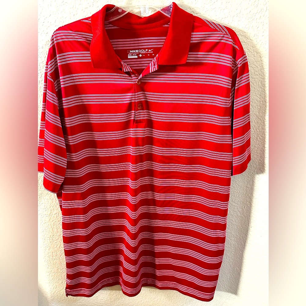 Nike Golf Dri-Fit Shirt XL Beautiful Red & White